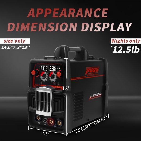 135A 110V 3-in-1 Flux Core MIG/TIG/Stick Welder with Digital Display, Gasless, Hot Start, and Anti-Stick Protection - Image 2