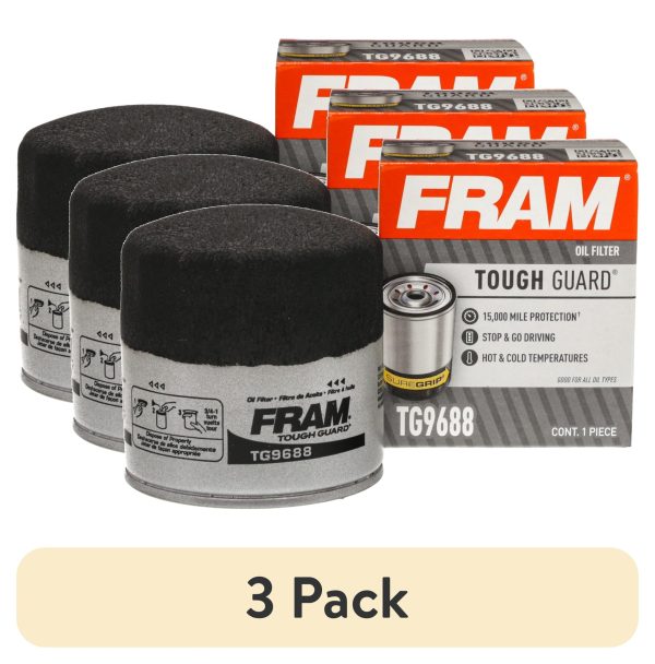 (3 Pack)  Tough Guard 15,000 Mile Oil Filter, TG9688 Fits Select: 2012-2023 HYUNDAI ELANTRA, 1990-2019 HYUNDAI SONATA