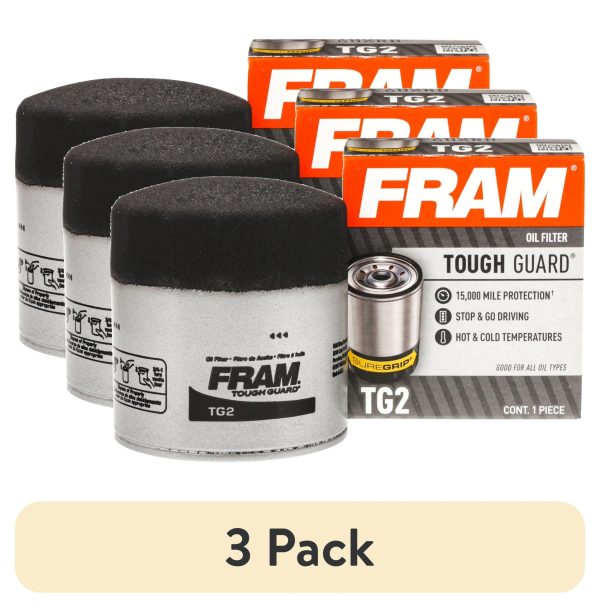 (3 Pack)  Tough Guard Oil Filter, TG2, 15,000 Mile Replacement Oil Filter Fits Select: 1993-2014 FORD F150, 2008-2012 DODGE RAM 1500