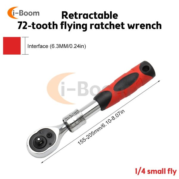 1/4" 3/8" 1/2" inch Ratchet Wrench 72 Teeth Extending Telescopic Ratchet Socket Wrench Tool Plate Ratchet Handle Wrench Tools - Image 8
