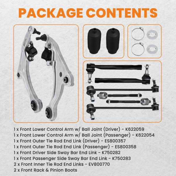 10pcs/Set Suspension Kit Front Lower Control Arm Tie Rod for Nissan Maxima 2009 2010 2011 2012 2013 2014 - Image 5