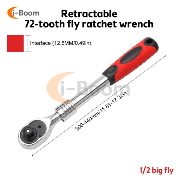 1/4" 3/8" 1/2" inch Ratchet Wrench 72 Teeth Extending Telescopic Ratchet Socket Wrench Tool Plate Ratchet Handle Wrench Tools - Image 7