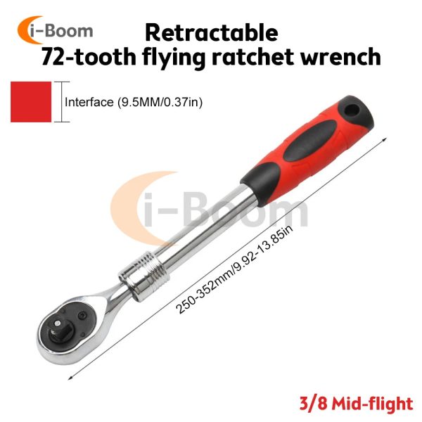 1/4" 3/8" 1/2" inch Ratchet Wrench 72 Teeth Extending Telescopic Ratchet Socket Wrench Tool Plate Ratchet Handle Wrench Tools - Image 9
