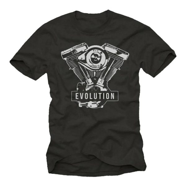 100% Cotton O-Neck Summer Short Sleeve Casual Mens T-shirt Size S-5xl V2 Engine Evolution. Motorcycle Biker Rocker   T-Shirt