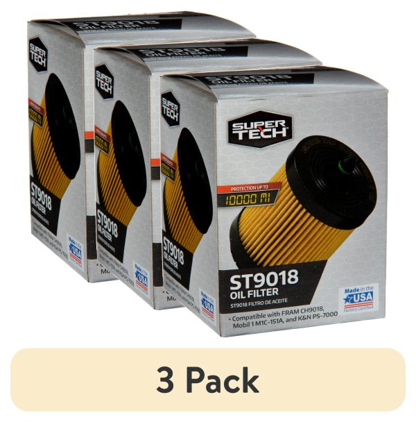 (3 Pack)  Oil Filter, ST9018, 10K Mile Engine Oil Filter for Chevrolet Vehicles