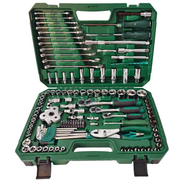 124-Piece Mechanics Tool Set, 1/2" 1/4" & 3/8" Drive Socket Tool Set - - Image 4