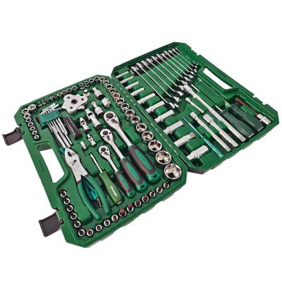 124-Piece Mechanics Tool Set, 1/2″ 1/4″ & 3/8″ Drive Socket Tool Set –